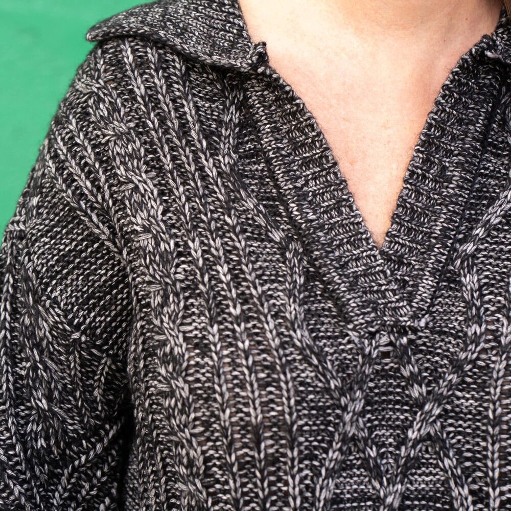 NWT - Elan Sierra Sweater with Fringe Detail in Black/White - Picture 2 of 4